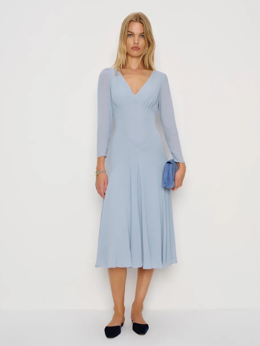 Reformation Maureen Dress in Mineral Blue New!